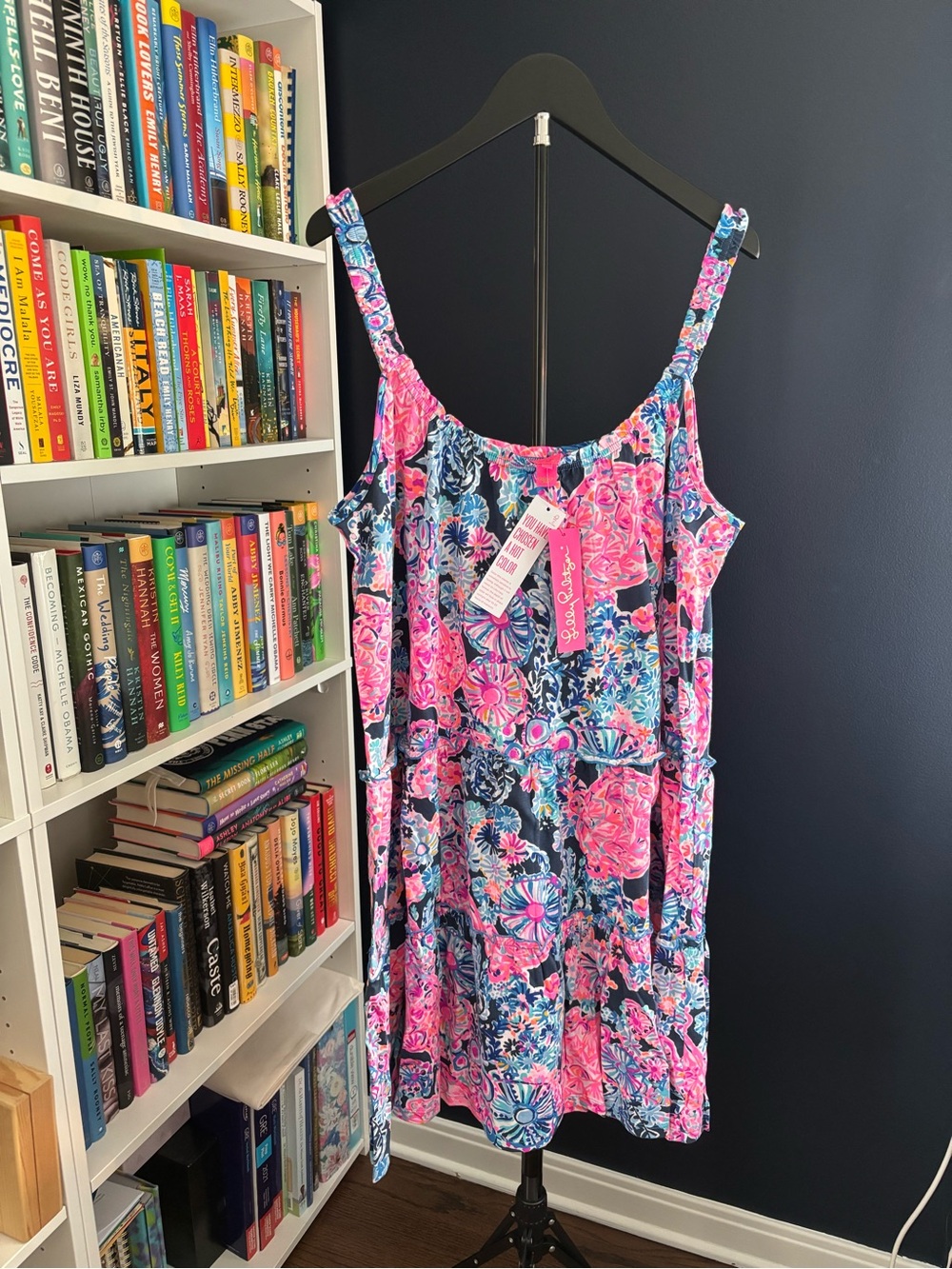 NWT Lilly Pulitzer Floral Pink & Navy Dress